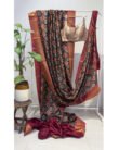 Ikkat printed Blended silk Black.