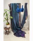 Ikkat printed blended silk Blue.