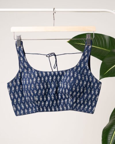 Indigo blue cotton printed Sleeveless.