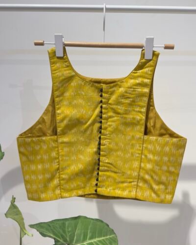 Ikkat yellow T-Back sleeveless.