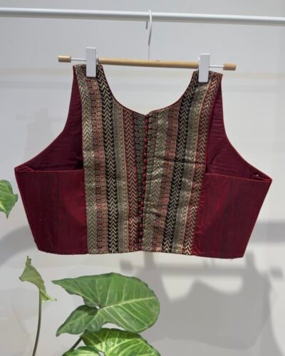 Maroon T-Back with brocade.