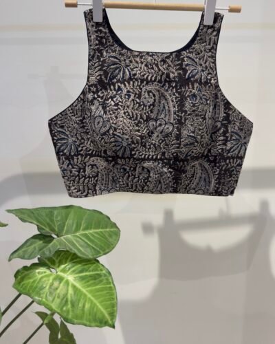 Pedana kalamkari T-Back sleeveless blouse.