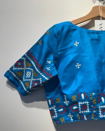 SIZE-38 BLUE SOFT SILK KUTCH WORK.