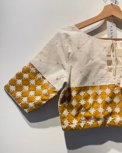 SIZE-36 WHITE HAKOBA AND OCHRE PATCH.