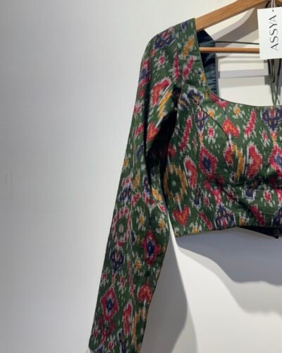SIZE-38 FULL SLEEVE GREEN IKKAT PRINT.